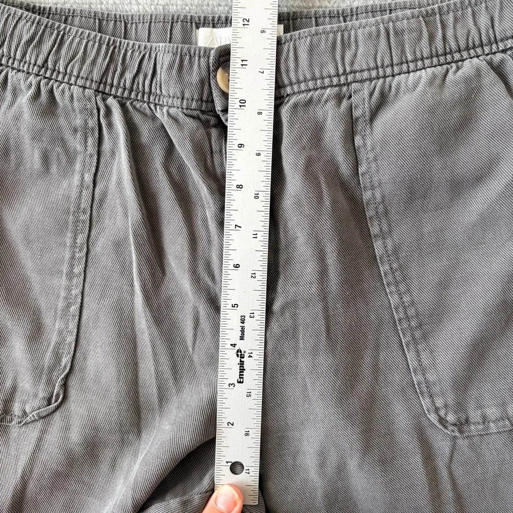 Zara Cropped Pants Mens L 32x24 Gray Lyocell Pockets Loose Casual Coastal